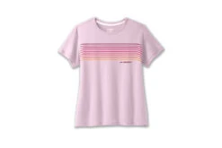 Brooks Distance Short Sleeve 2.0 Loopshirt Quartz/Gradient Stripe Dames