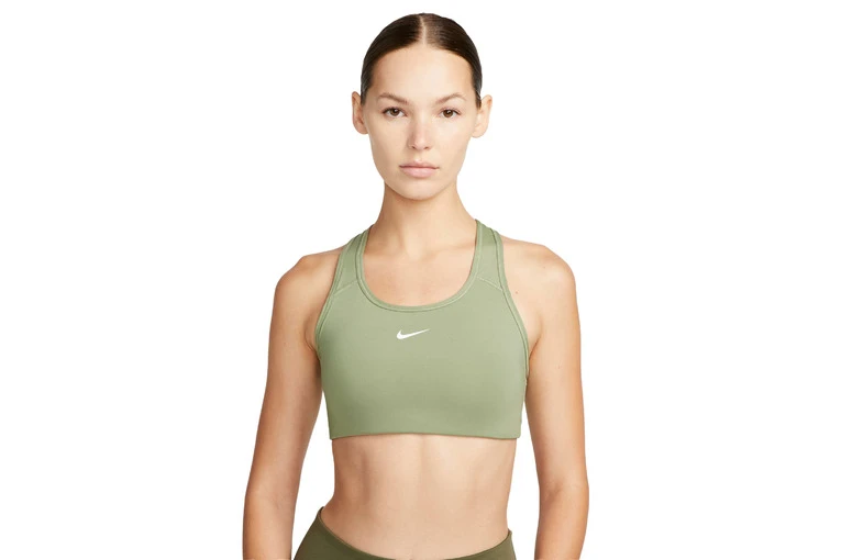 Nike Swoosh Sportbeha Oil Green/Wit Dames